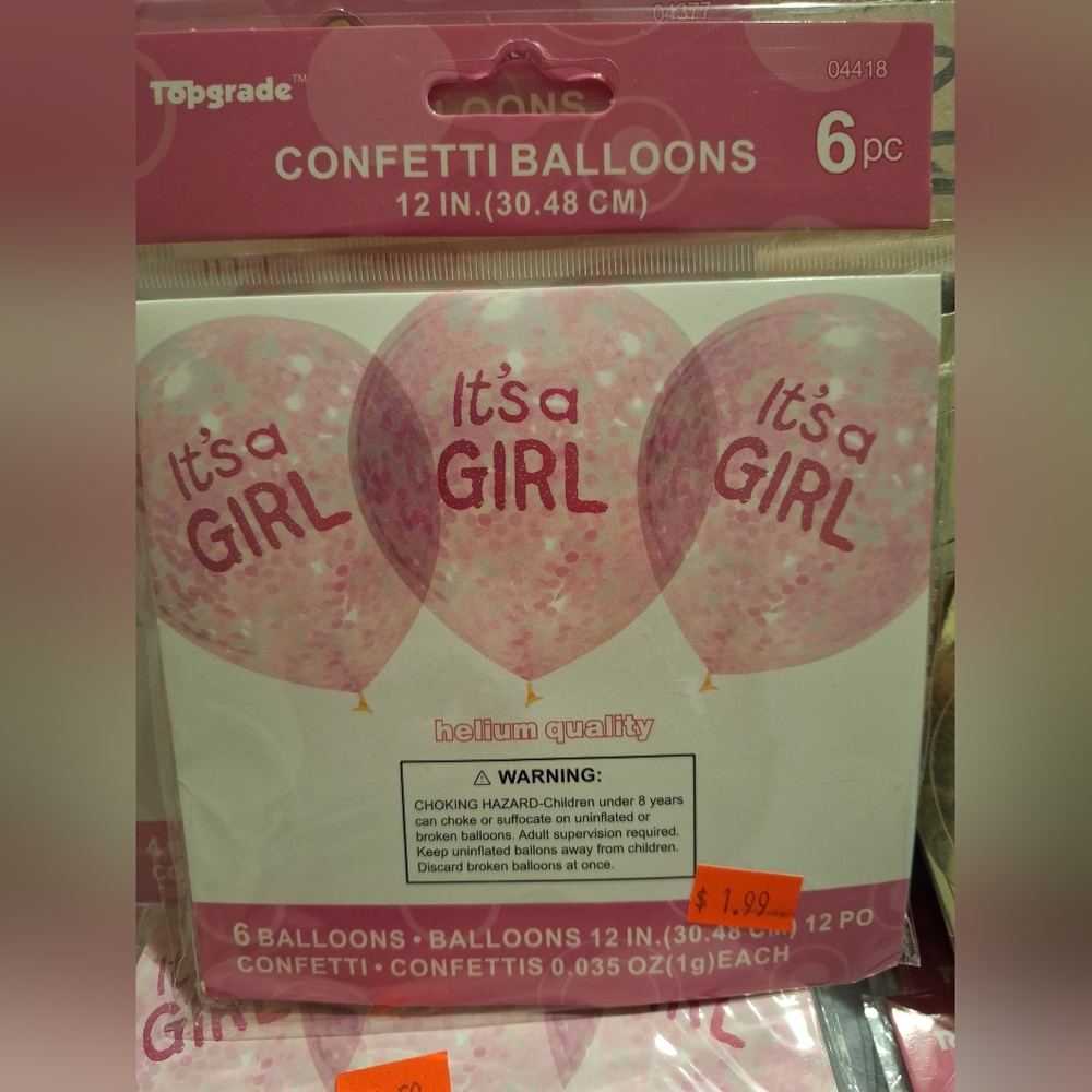 24ct Confetti " It's a Girl"  Balloons